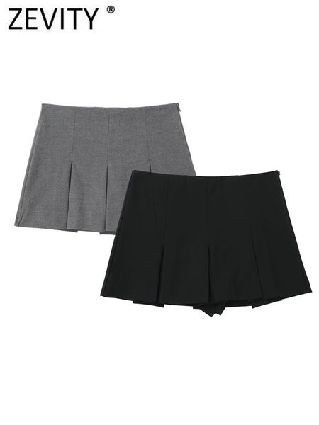

women s shorts zevity women high waist wide pleats design slim skirts female side zipper culottes chic pantalone cortos p2576 230420, White;black