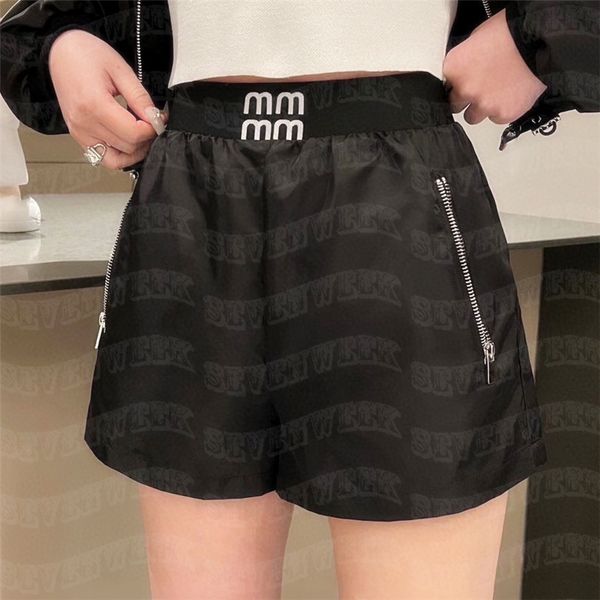 

women letter print pants nylon shorts outdoor jogger sportspant thin breathable short pant, White;black
