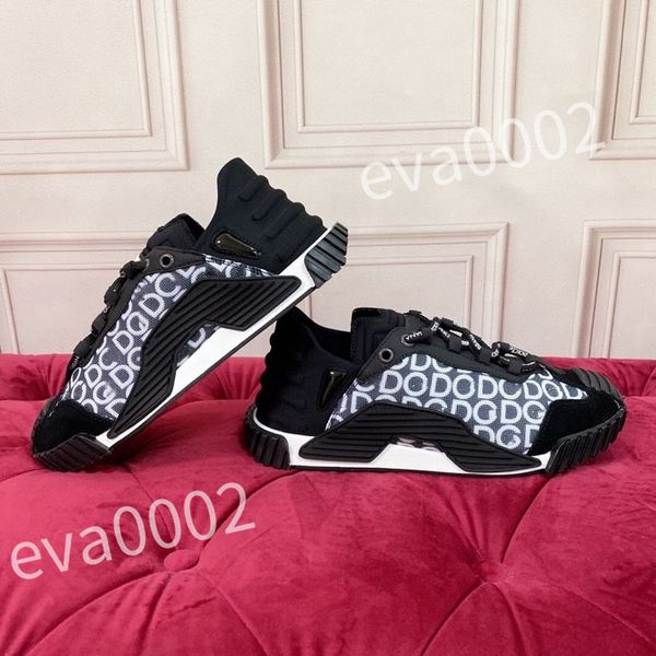 

new luxury designer calfskin casual shoes reflective sneakers vintage leather trainers fashion platform leisure shoes lace-up tsneaker, Black