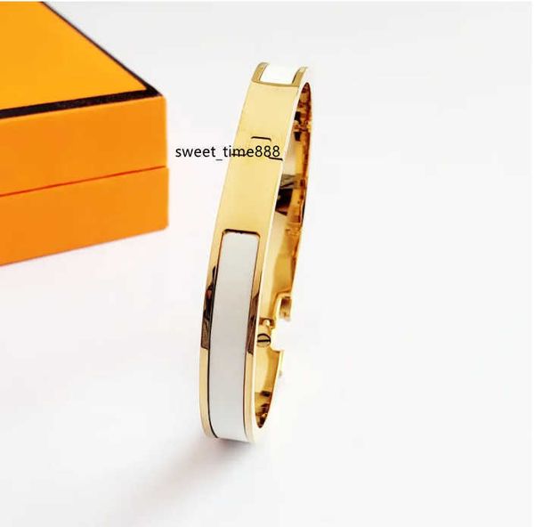 

lassic h bracelet designer 8mm gold bangle luxury brand enamel bracelet for men women birthday mother' day jewelry holiday gifts, Black