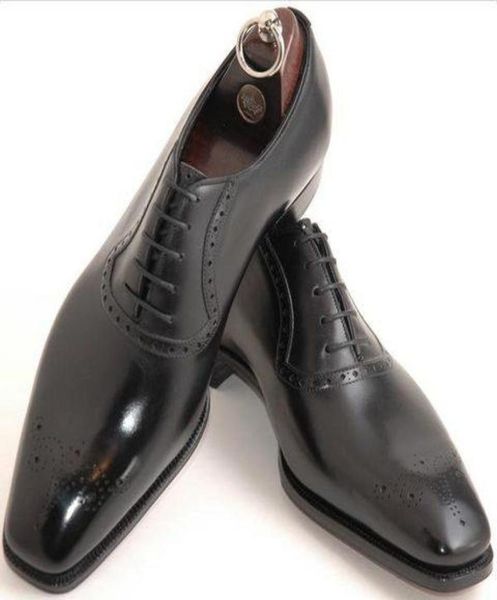 

men039s dress shoes oxfords shoes men039s shoes custom handmade shoes genuine calf leather semi brogue shoes hd1455264593, Black