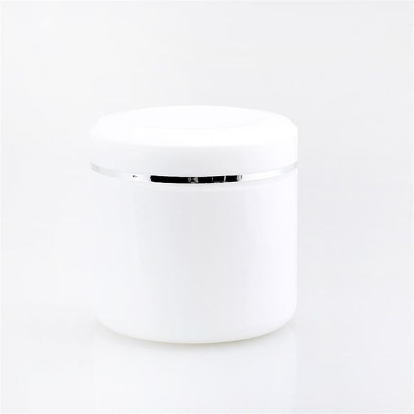 

20pcs 500ml white pp cosmetic pot air tight jar 17 6oz scrub containers spoon wide mouth jars w silver rim lids 500g240i