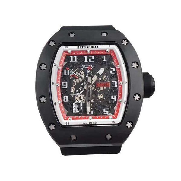 

luxury milles men's watch ceramic multifunctional waterproof large dial fully automatic wine bucket square hollow full transparent mech, Slivery;golden