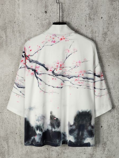 

men's casual shirts 2023 summer streetwear kimono cardigan print japanese oversize hawaiian harajuku y2k asian cosplay 230420, White;black