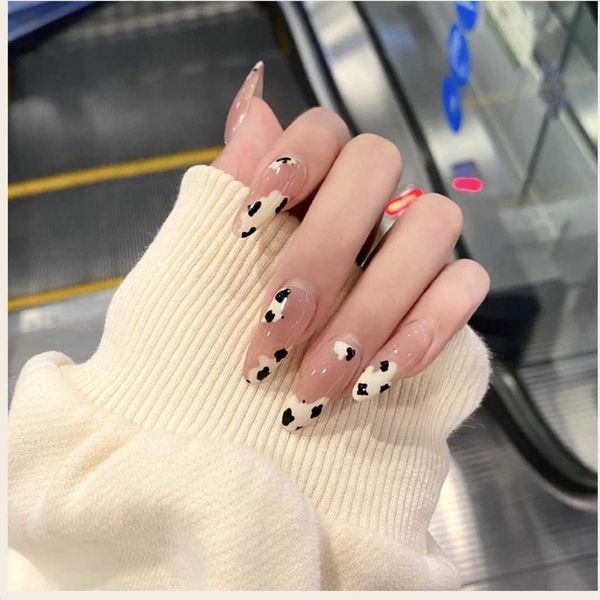 

false nails 24pcs female short round false nail patch wearing nail plate soft nail enhancement fakenail nail art artificial nails j230419, Red;gold