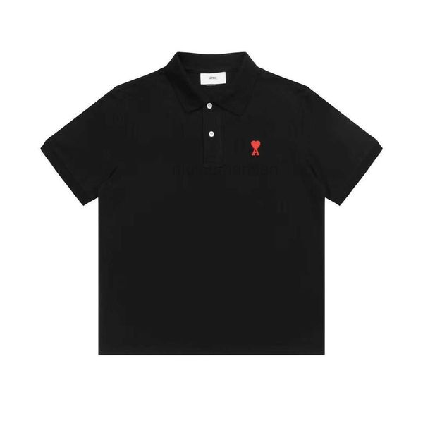 

t shirts for men women embroidery amis cotton high short round sleeved 23ss t-shirt solid neck color love pure spring/summer new p8ol, White;black
