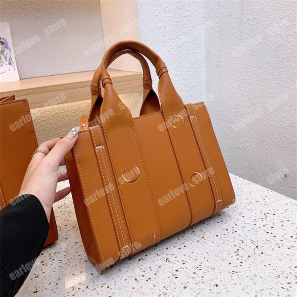 

woman shopping bag designer woody tote bag womens fashion leather handbags luxury crossbody totes black brown handle large medium 296v