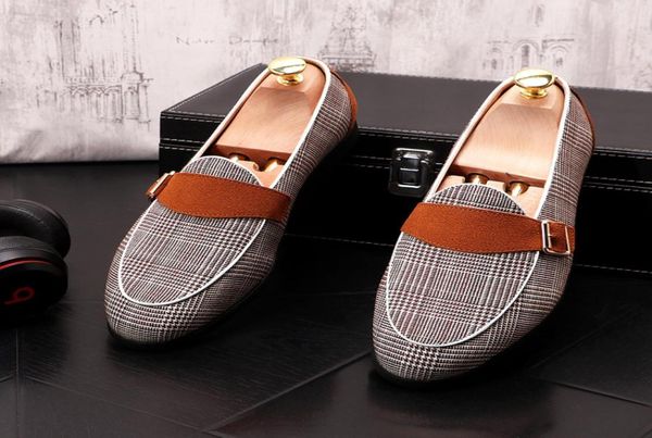 

luxury men039s designer casual shoes men039s business shoes check loafers smoking slippers 2875684063, Black