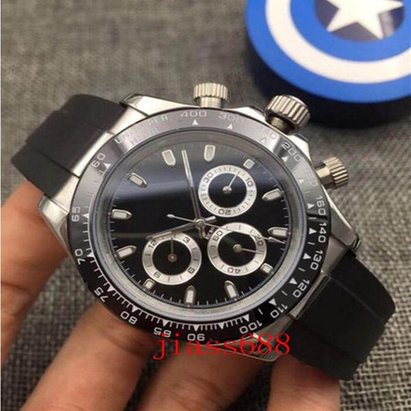 

designer watche cosmograph movement watches luxury watch master watch silver case rubber strap black dial folding buckle235s, Slivery;brown