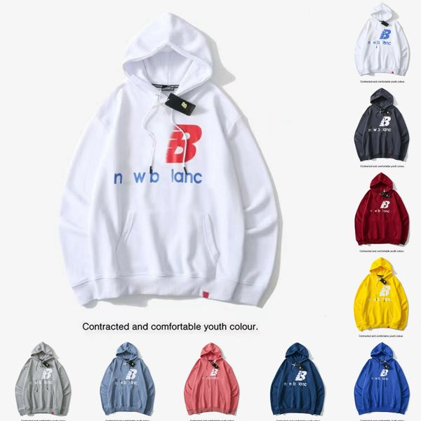 

designer mens hoodies new balances classic solid color sweatshirts for men new balance loose oversized casual cotton clothing 001, Black