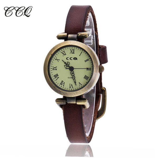 

wristwatches ccq brand fashion roma vintage cow leather bracelet watch casual women wristwatches luxury quartz watch relogio feminino w0420, Slivery;brown