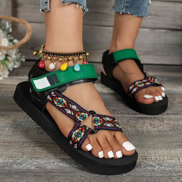 

sandals women summer sandals female buckle leisure durable sandals ladies outdoor casual beach shoes plus size 35-43 sandalias mujer 230420, Black