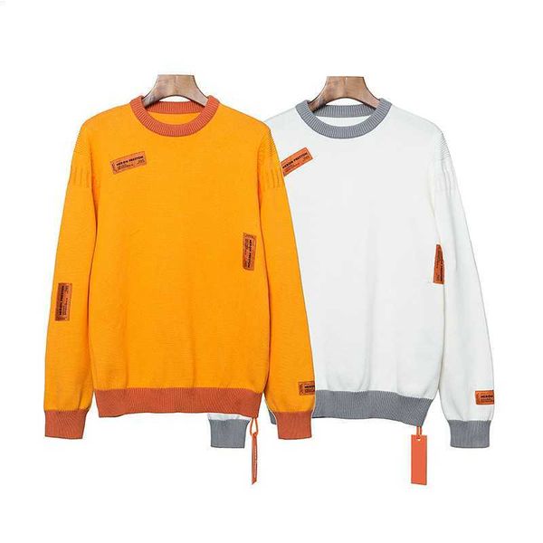 

tide brand autumn and winter label fashion men and women with the same style couple casual sweater, Black