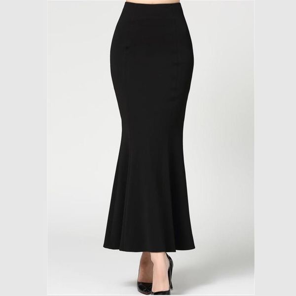 

skirts skirt long women fishtail anklelength vintage trumpet skirts 230420, Black