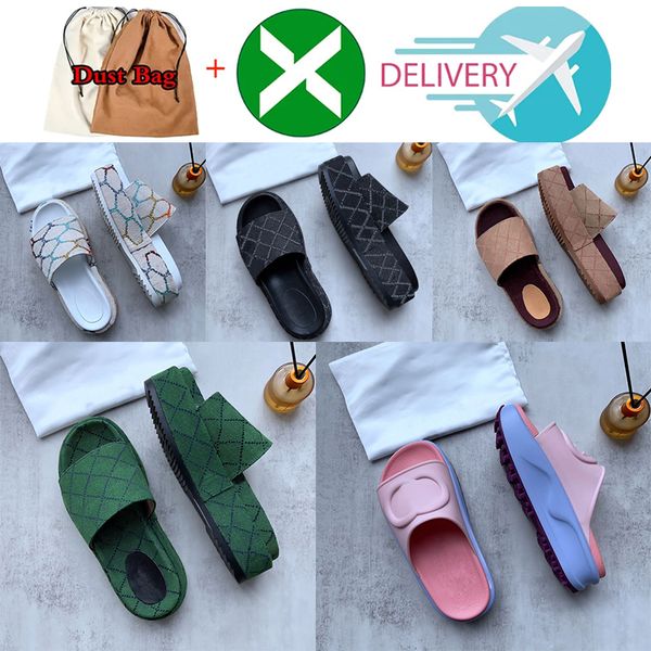 

canvas sandles designer for womens slipper thick bottomed platform flops leather latex slides resin light blue white black summer street fla