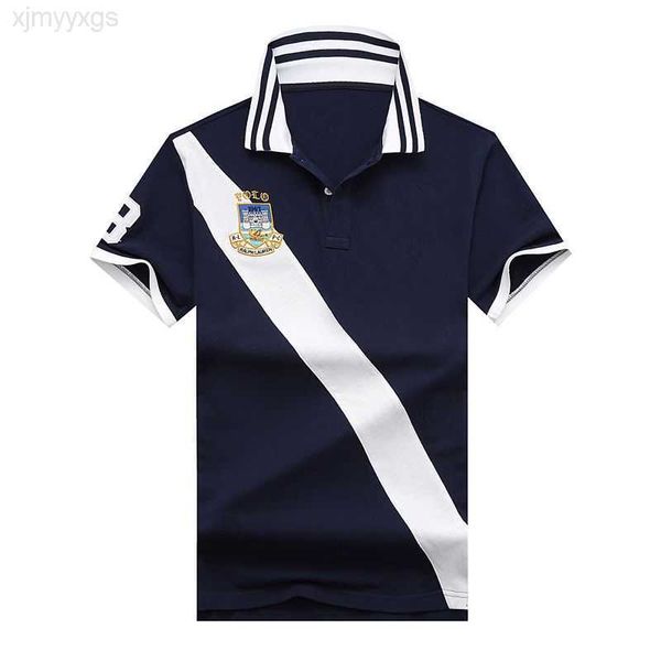 

2023 summer oblique stripe slim mesh short sleeve big horse polo men's t-shirt 100% cotton drop shippingy5es, White;black