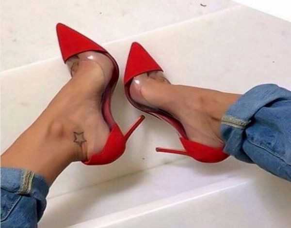 

fashion women shoes casual designer lady red suede real leather pvc clear pointy toe stiletto stripper high heels prom evening pum5385877, Black