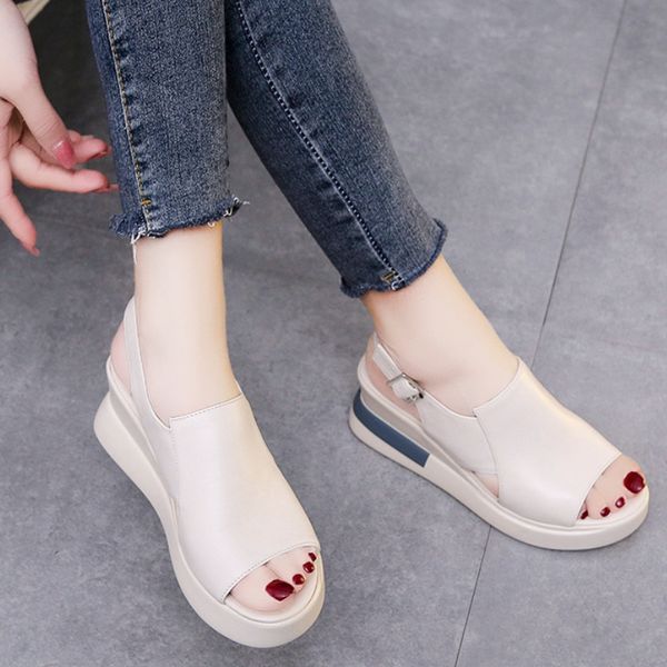 

sandals summer wedge platform sandals fashion retro romen beach shoes ladies casual peep toe soft comfortable sandalias de mujer 230419, Black
