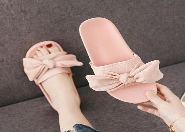 

women summer beach sandals ladies cute bow casual slides nonslip home slippers female pink house floor slippers women flip flop4529448, Black