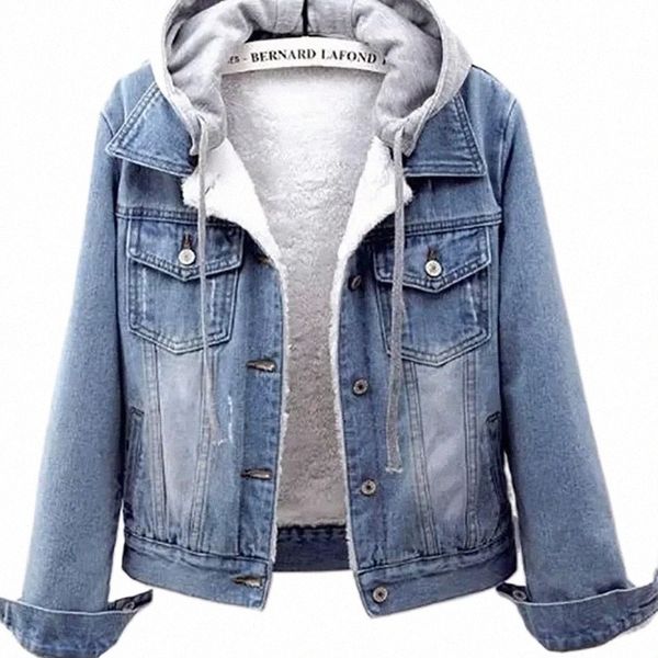 

womens jackets women fleece warm winter women jean jacket pockets button soft hooded warm outerwear hooded fashion slim denim coats female 2, Black;brown