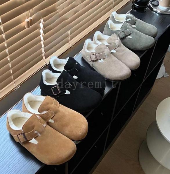 

boston clog slippers fur slides moccasins novelty slipper new leather bag head pull cork slipper mens women slide summer antiskid5673494, Black