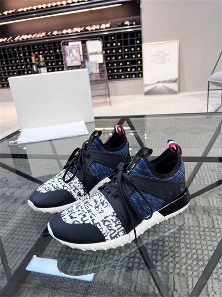 

designer shoes casual men bike fabric sneakers casual shoe mesh rubber trim flat shoes runner trainers black white lace-up with box shoes wh