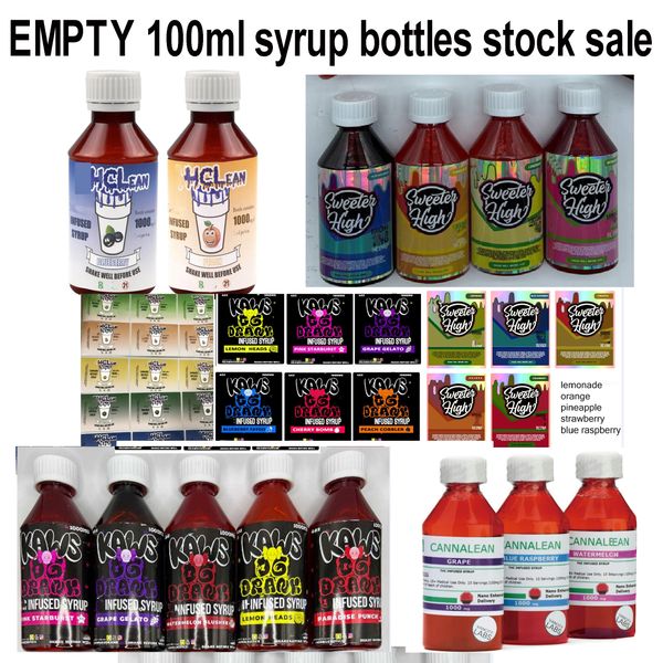 

empty sweeter high thclean kaw og drank 1000mg 100ml infused syrup brown bottle blueberry juice 5 flavors packaging bottles