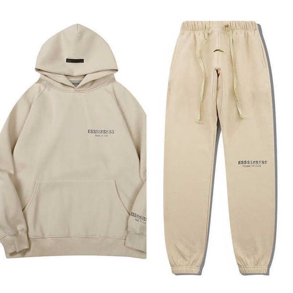

classics men's luxury sweatshirts essss entials tracksuits letter hoodies men women sportswear hooded pant coat sweater pullover coupl, Gray