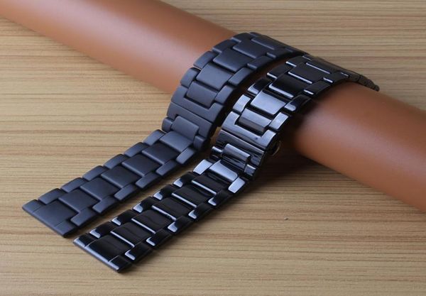 

black polished and matte watchband ceramic watches men women accessories fashion bracelet with butterfly buckle 20mm 22mm fit smar4663234, Black;brown