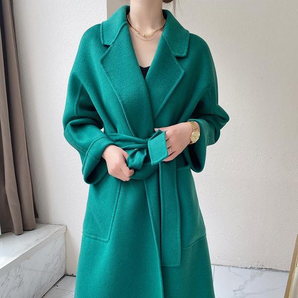 

fur clofe 2022 womens long wool coat, Black