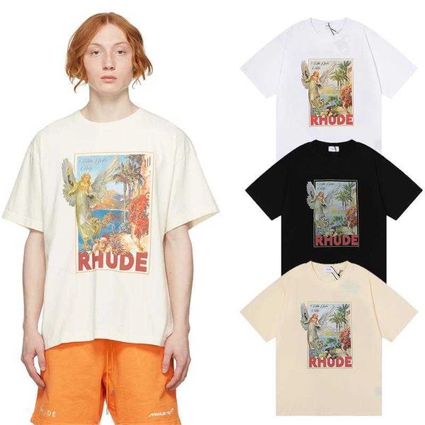 

designer fashion clothing tees hip hop tshirts angel with gods help print letter men women loose summer short sleeve t-shirt streetwear loos, White;black