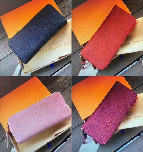 

m60171 designer wallet embossed empreintes leather clemence zippy wallet for women long zipper wallets zip credit card holders lux1101668, Red;black