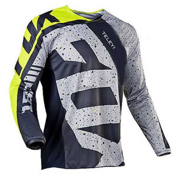 

men's t shirt 2023 new style long sleeve motocross cycling jersey fox teleyi downhill mountain bike mtb offroad dh motorcycle motocross, White;black