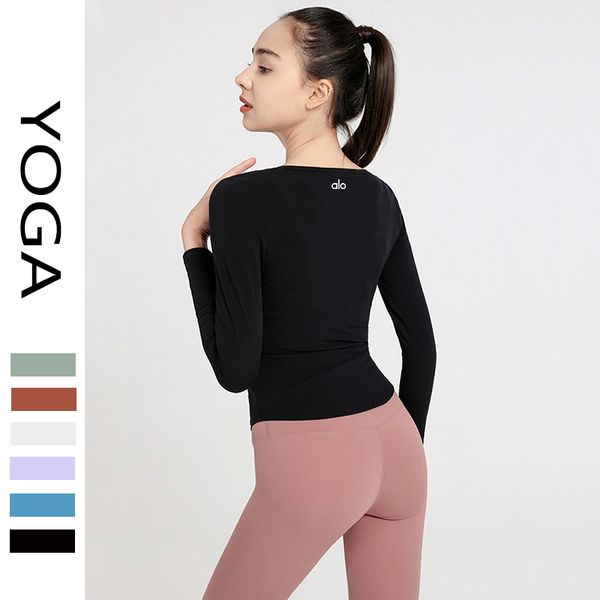

alo yoga fashion sports women's long-sleeved tight yoga clothes running casual speed dry clothes slim fitness clothes selling