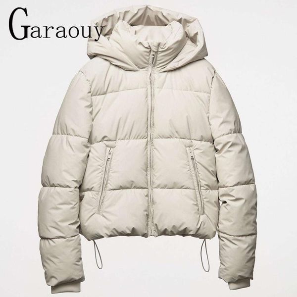 

leather garaouy 2022 winter jacket women thick warm hooded parkas coat female casual solid windproof long sleeves add cotton outwear top, Black