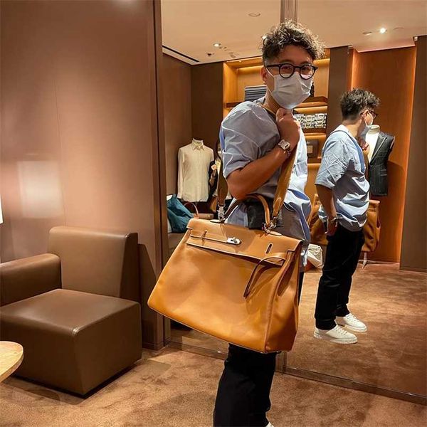 

genuine leather capacity super 50 and women's handheld large single shoulderqq with h logo high quality