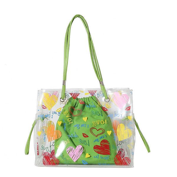 

shoulder bags large capacity women s summer 2023 new texture one transparent jelly commuter mother tote 230420