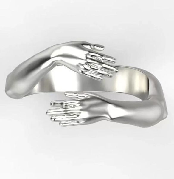 

fashion adjustable hugging hand band rings silver jewelry open ring for women girl wedding engagement bridal gifts7332806