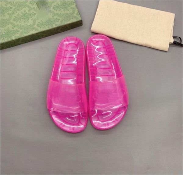 

women jelly sandals transparent crystal rubber slippers summer men flat jellys slides beach sandal luxury designer ladies frui1313230, Black