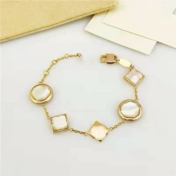 

flower charm bracelets link shell bangle letter titanium steel designer for women men luxury jewlery gifts woman girl gold silver rose gold, Black