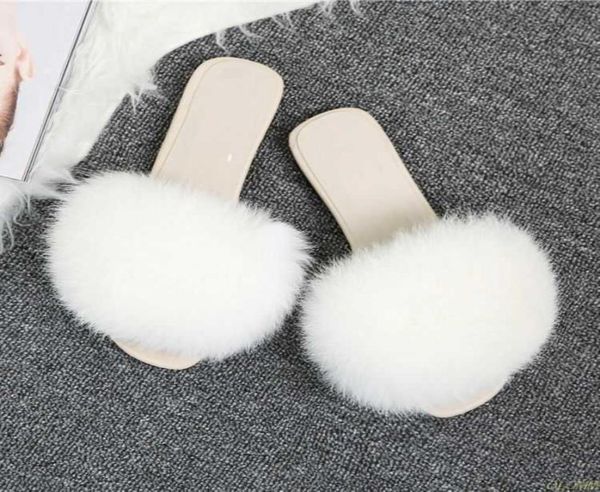 

2020 women furry slippers ladies shoes cute plush hair fluffy sandals women039s fur slippers winter warm slippers women q059831404, Black