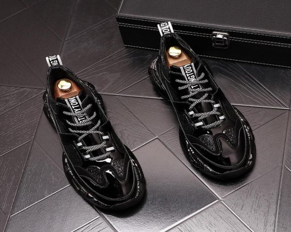 

luxury designer men039s nonslip leather casual shoes formal wear lightweight vulcanized casual sneakers fashion trend outdoor 1999715, Black
