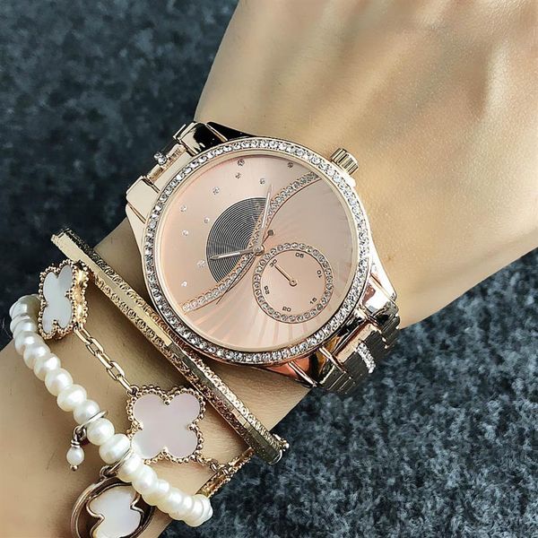 

fashion design brand watches women girl metal steel band quartz wrist watch m75296f, Slivery;brown