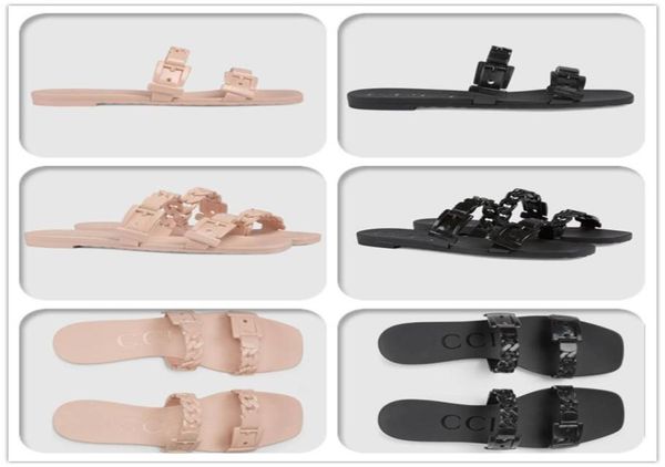 

2021 designer woman g ladies rubber slippers women sandals slide sandal platform slipper chunky shoes summer embossed flip flops w8310320, Black