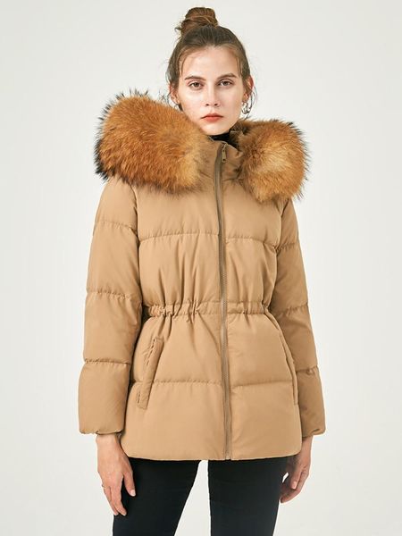 

parkas lagabogy 2022 new winter women parkas 90% white duck down jacket large real raccoon fur female hooded warm puffer coat outwear, Black
