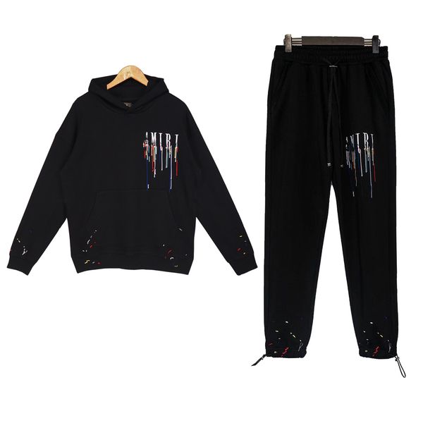 

Autunm Men Cotton Sweatshirt Hooded Long Sleeve Two pieces Pants Sprotwears Hoodies Sets Man Amiryes Oversize, Blue