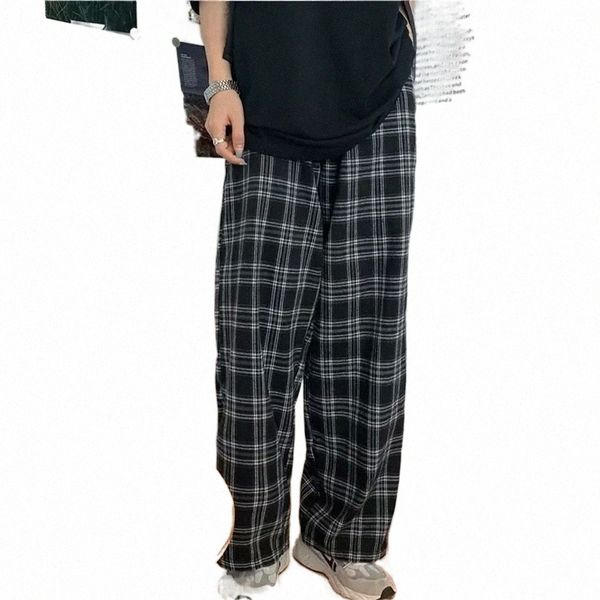

mens pants summerwinter plaid pants men s3xl casual straight trousers for malefemale harajuku hiphop pants 221019 e1lt#, Black