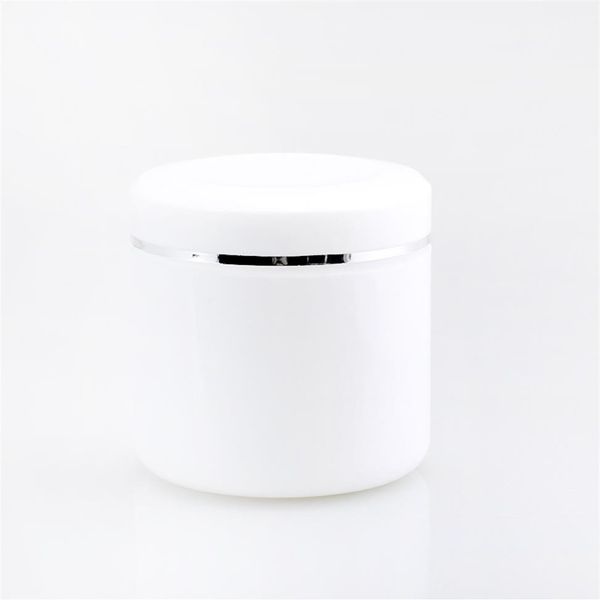 

20pcs 500ml white pp cosmetic pot air tight jar 17 6oz scrub containers spoon wide mouth jars w silver rim lids 500g221i