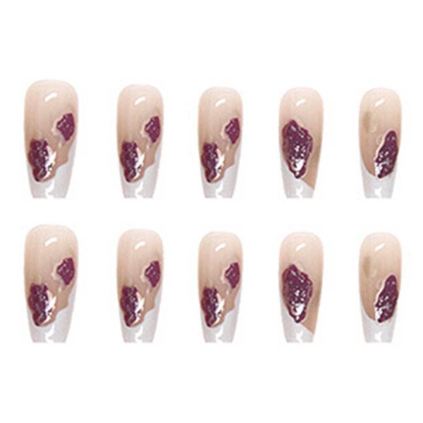 

false nails shining purple false nails full cover comfortable wear false nails for fingernail diy ornamnet j230419, Red;gold