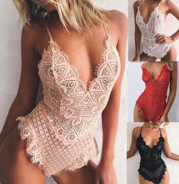 

women lingerie pyjamas underwear bodysuit erotic lace set lingerie corset temptation intimates nightwear sling bodysuits8828554, Red;black